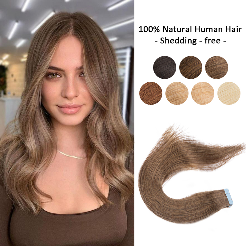인간의 머리카락 스트레이트 확장에 테이프 100% 진짜 레미 인간의 머리카락 피부 Weft 접착 접착제 살롱에 대 한 여자에 대 한 높은 품질